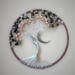 tree of life with earthy vibes showing off crescent moon charm and various fluorite and wood beads